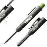 Tracer Tieflochmarker Bleistift mit Seitenhalter – 120mm ausziehbarer 2B Baustift mit eingebautem Spitzer | Tieflochbaustift Markierstift für Baustelle und Handwerk