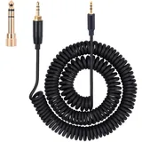 QC45 Spiral-Audiokabel, Ersatz-Audiokabel, kompatibel mit Bose QuietComfort QC 45, QC35 II, QC 35, QC 25, OE2 OE2i SoundTrue Kopfhörer mit 6,35 mm Adapter, 2,5 mm auf 3,5 mm (6 ~ 3,0 mm M