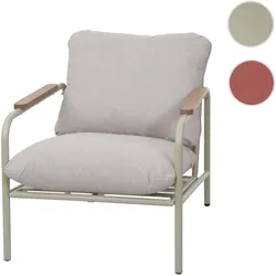 Aluminium-Gartensessel HWC-O11, Outdoor Stuhl Gartenstuhl, Olefin Stoff/Textil (205 g/m¬≤) ~ hellgr√on Polster beige