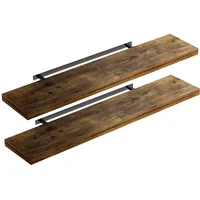 CASARIA 2x Wandregal Dunkle Eiche mit Halterung 70-110cm Schwebend