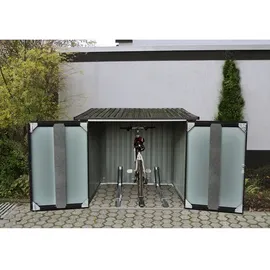 Floraworld Fahrradgarage für 3 Fahrräder anthrazit 164 x 204 x 145/163 cm