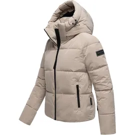 Navahoo Damen Winterjacke warme Steppjacke mit Abnehmbarer Kapuze Frostherz XIV Light Taupe Gr. XL - XL