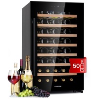 Klarstein Weinkühlschrank Barossa 50 Uno, für 52 Standardflaschen á 0,75l,Wein Flaschenkühlschrank Weintemperierschrank Weinschrank Kühlschrank schwarz