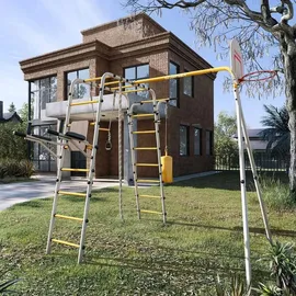 JEFlex Klettergerüst GardenMaxx G2 238x240x233 cm Stahl multifunktional für Kinder & Erwachsene - Grau/Gelb