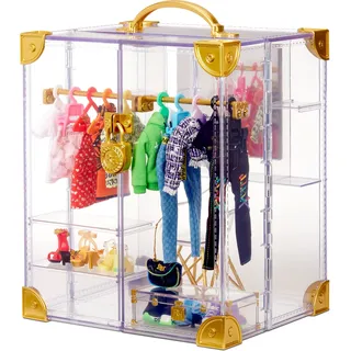 Rainbow High Deluxe Fashion Closet Spielset – 400+ modische Looks! Tragbarer transparenter Acryl-Spielzeugschrank - 31+ Artikel, Kleidung, Accessoires und Stauraum. Für Kinder von 6 bis 12 Jahren