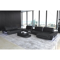 Sofa Dreams Wohnlandschaft »Bari - XXL U Form Ledersofa«, mit LED, verstellbare Rückenlehnen, Designersofa schwarz