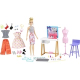 Barbie HDY90 - Modedesigner-Puppe (30,40 cm) & Studio, 25+ Design- und Modezubehör, Design-Schreibtisch, Stuhl, Nähmaschine, Stoffmuster, Schaufensterpuppe & mehr, Spielzeug ab 3 Jahren