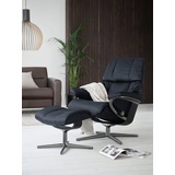 Stressless Stressless® Relaxsessel »Reno«, (Set, Relaxsessel mit Hocker), mit Hocker, mit Cross Base, Größe S, M & L, Holzakzent Schwarz, blau