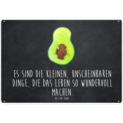 Mr. & Mrs. Panda Metallschild DIN A4 Avocado mit Kern – Kreidetafel – Geschenk, Gesund, Avocadokern, (1 St) grau DIN A4