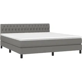 vidaXL Boxspringbett mit Matratze & LED Dunkelgrau 180x200 cm Stoff