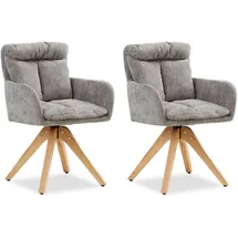 Homestyle4u 2er Set Polsterstühle Drehbar in Grau 2851