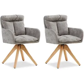 Homestyle4u 2er Set Polsterstühle Drehbar in Grau 2851