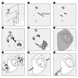 Vigour DERBY Urinal Zulauf verdeckt mit SoftClose Deckel, Ablaufgarnitur und Zulaufgarnitur