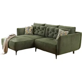 'massivart' Ecksofa grün Veloursbezug 251 x 186 cm - SALO