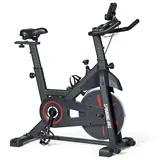 soges Heimtrainers Fahrrad mit Magnetischem Widerstand, Indoor Heimtrainer Kardio Training Fitnessbikes Hometrainer Fahrrad mit Schwungrad 6kg, LCD-Display, Herzfrequenzsensor, Halterung für Tablet