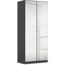 Rauch Reflect, grau (graumetallic), B:91cm H:210cm T:54cm, Holzwerkstoff, Schränke, Drehtürenschrank, mit Spiegelfront, inkl. praktischer Inneneinteilung und Stoffboxen-Set