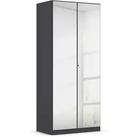 Rauch Reflect, grau (graumetallic), B:91cm H:210cm T:54cm, Holzwerkstoff, Schränke, Drehtürenschrank, mit Spiegelfront, inkl. praktischer Inneneinteilung und Stoffboxen-Set
