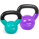 Yes4All XVWR Kettlebell aus Gusseisen mit Vinylbeschichtung, 4.5 + 6.8 kg