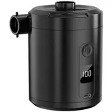 Amxcnoy 5200 Mah Akku-luftpumpe Mit Digitalanzeige, 280 L/min Schnellaufblasleistung, 3 Düsen + Vakuumbeutelverschluss, Tragbar Für Matratzen Und Pools, Schwarz