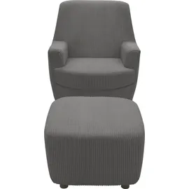 INOSIGN »HETTY, Drehsessel mit Wippfunktion und Hocker; Lesesessel, Armsessel« Set, 2 Stk. tlg. mit Dreh/Wippfunktion, mit Federkern, in Cord und Microfaser