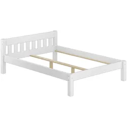 Erst-Holz Doppelbett 140x200 Kiefer-Bettgestell Massivholz weiß Bettgestell ohne Rollrost 60.38-14 W oR