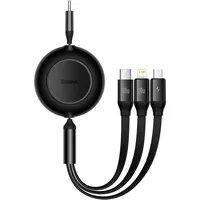 Baseus 3-In-1 Ausziehbar USB-C Zu USB-C + Micro-USB + Lightning Kabel 1,1m Schwarz