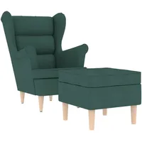 VidaXL Sessel mit Fußhocker Dunkelgrün Stoff