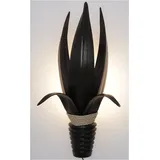 GURU-SHOP GURU SHOP Palmenblatt Wandlampe/Wandleuchte, in Bali Handgefertigt aus Naturmaterial, Palmholz - Modell Formentera Braun, 60x27x20 cm
