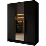 WFL GROUP Drehtürenschrank Mono Lux 150 x 200 x 51 cm Schwarz
