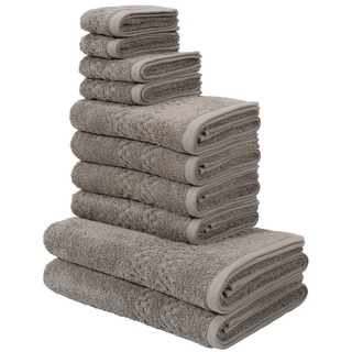 MY HOME Home affaire Handtuch Set »Regona, auch als 10 tlg Set, Serie, Premium Handtücher, 500 gr/m2«, (10 St., 2 Duschtücher 70 x 140 cm-4 Handtücher 50 x 100 cm-2 Gästetücher 30 x 50 cm-2 Seiftücher 30 x 30 cm), 100% Baumwolle, grau