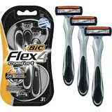 BIC Flex 4 Comfort Rasierer Set Männer, 4 Klingen, Für empfindliche Haut, 3 Stück