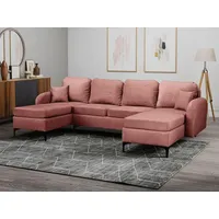 MIRJAN24 Wohnlandschaft Venice U, U-Form mit Bettkasten und Schlaffunktion, Metallfüße, Kissen mit Reißverschluss, Wohnzimmer Kollektion (Farbe:... - Rosa