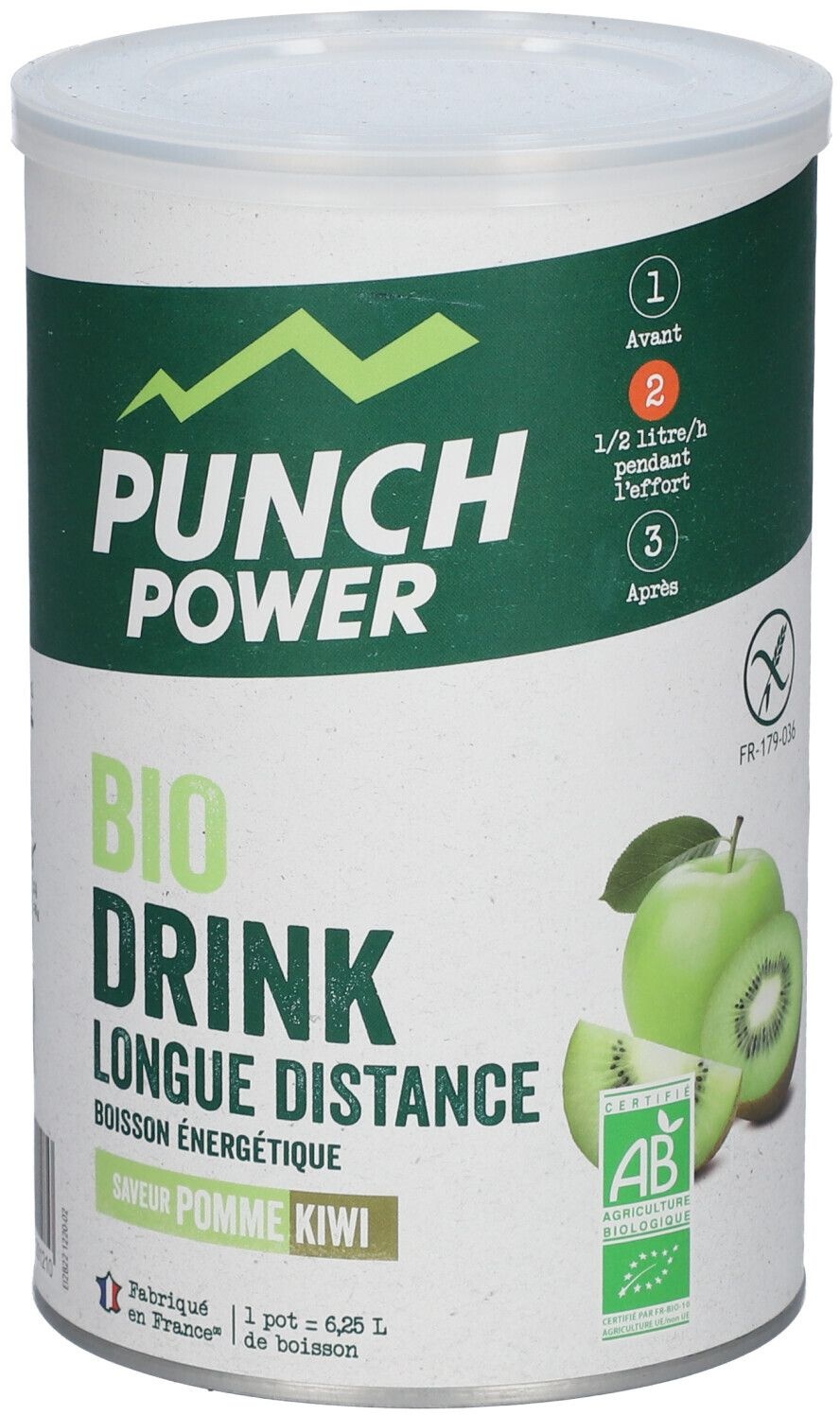 PUNCH POWER Biodrink Longue distance saveur Pomme Kiwi 500 g Poudre