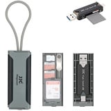 JJC Speicherkarten-Hülle mit USB 3.0 Multifunktions-Kartenleser, schlank, tragbar, Reisehalter für 1 SD + 2 TF + 1 Nano-SIM-Karte (Grau und Schwarz)