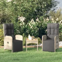 Festnight Gartensessel Polyrattan Verstellbar 2 STK gartenstuhl hochlehner verstellbar loungesessel Outdoor relaxstuhl polyrattan Sessel verstellbar Garten liegestuhl 2X Stuhl + Tisch