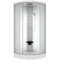 AcquaVapore Komplettdusche mit Schiebetür 100 x 100 cm Weiß Sicherheitsglas D10-20M0