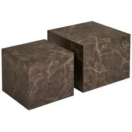 House Nordic Beistelltisch-Set 2-teilig PRAGUE, Braun - MDF