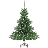 vidaXL Künstlicher Weihnachtsbaum Nordmann LED & Kugeln Grün 210 cm