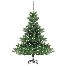 vidaXL Künstlicher Weihnachtsbaum Nordmann LED & Kugeln Grün 210 cm