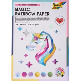Folia Designpapier Spiegelkarton und Spiegelpapier-Mix Rainbow 12 Bogen