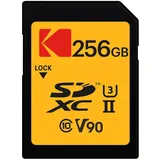 Kodak SD 256GB UHS-II U3 V90 Ultra Pro (256 GB, SD, U3, UHS-II), Speicherkarte, Orange, Schwarz