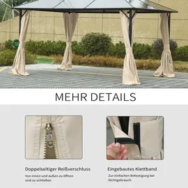 Outsunny Seitenwände für 3x4 m Pavillon 4 Stück Beige 3 x 4 m