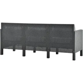 vidaXL 3-Sitzer Gartensofa mit Kissen Anthrazit PP Rattan