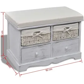 vidaXL Truhenbank Weiß 62 x 33 x 42 cm
