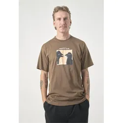 T-Shirt CLEPTOMANICX "Classic Tee Debate Club", Herren, Gr. L, braun, 100% Baumwolle, bedruckt, casual, normal, Rundhals, Kurzarm, Shirts, mit lockerem Schnitt