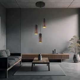 GLOBO Hängeleuchte CROCKY (DH 34x150 cm - schwarz gold 3-Flammig