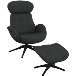Relaxsessel FLEXLUX "Chester, Funktionssessel, Hoher Komfort, Scandi, Drehbar", grau (dervit grau), B:90cm H:107cm T:89cm, 100% Polyester, Sessel, Premium Komfort, Rücken- und Kopfteilverstellung, Drehbar, Fuß Schwarz