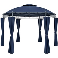 CASARIA® Pavillon Toscana Ø350cm Metall Wasserabweisend UV-Schutz 50+ Stabil Gartenzelt Gartenpavillon Luxus Modern Blau