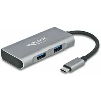 DeLock 63260 4 Port USB-C® USB 3.2 Gen 2 Multiport Hub Grau
