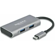 DeLock 63260 4 Port USB-C® USB 3.2 Gen 2 Multiport Hub Grau
